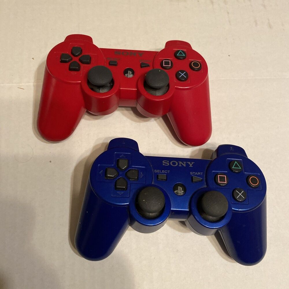 Genuine Sony Wireless PS3 Controller Lot of 2 Red & Blue CECHZC2U